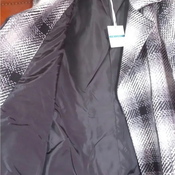 NWT! Women's Coat Piperlime By Pim + Larkin -black, white, gray plaid Medium - Picture 5 of 9